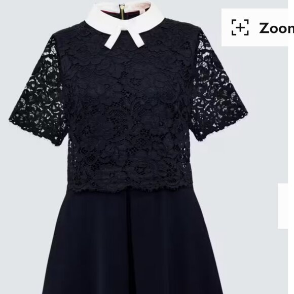 Ted Baker Dixxy Layered Lace Dress in Dark Navy - Picture 5 of 11